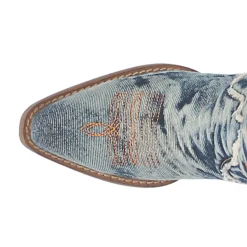 Texas Tornado Denim Embroidered Snip Toe Cowboy Boots