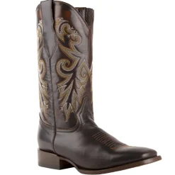 Tundra Embroidered Square Toe Pull On Cowboy Boots