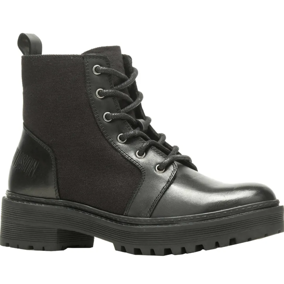 Valene Canvas Round Toe Zippered Lace Up Boots