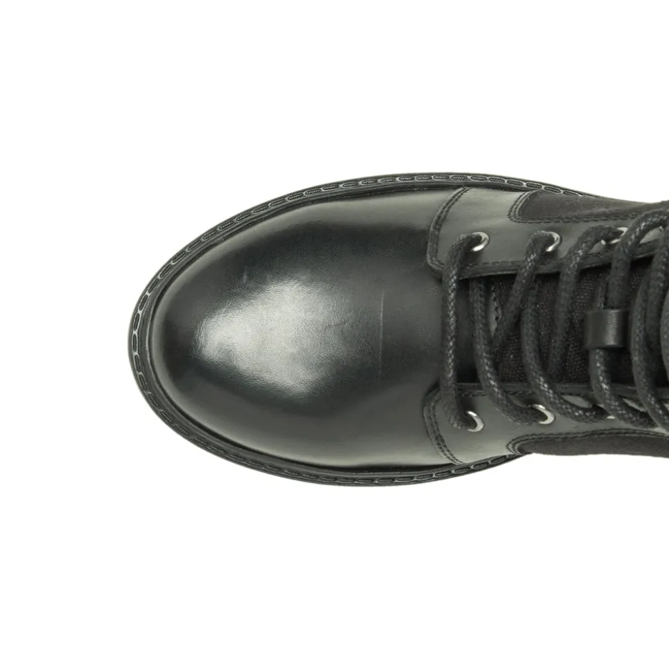 Valene Canvas Round Toe Zippered Lace Up Boots
