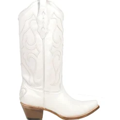 White Embroidered Snip Toe Cowboy Boots