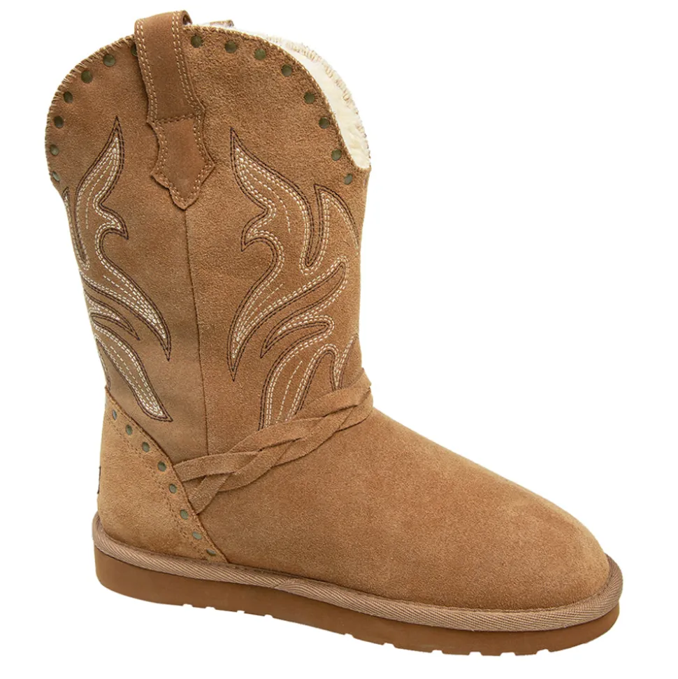 Wrangler Embroidered Studded Round Toe Pull On Boots
